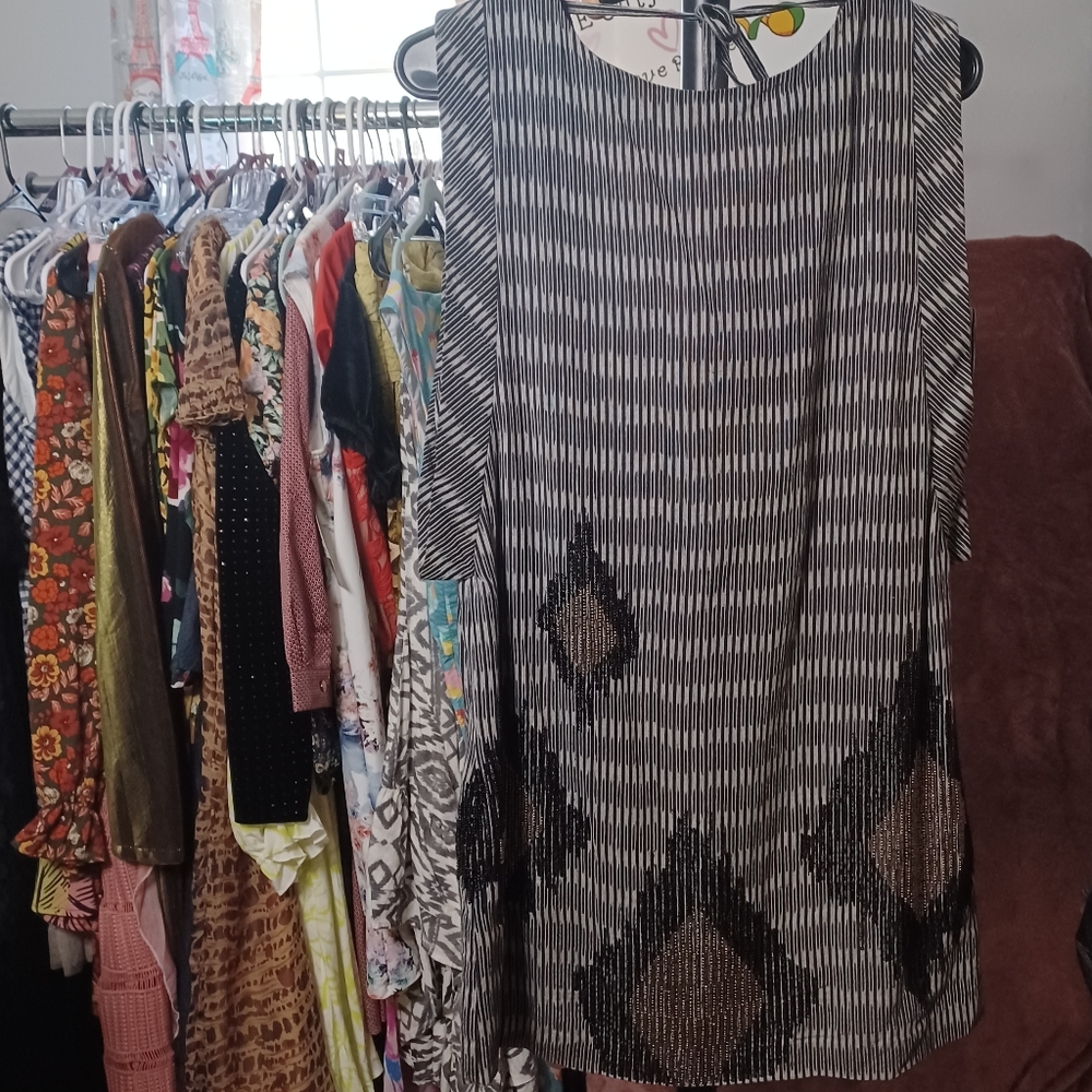 33. L.A.M.B. Grey/Black Beaded Dress